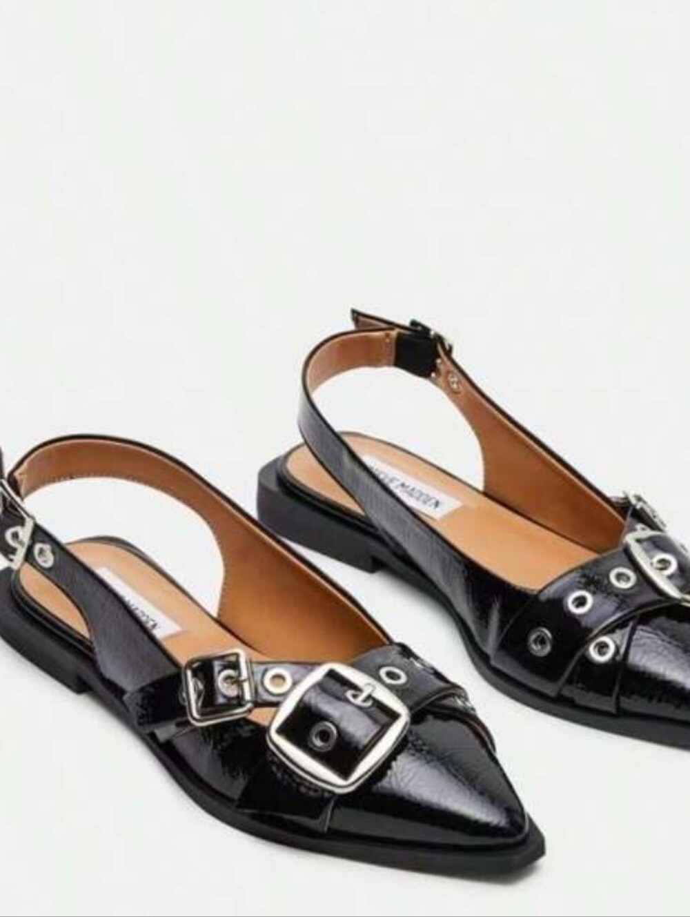 Steve Madden Gutzy Black Patent Leather Flats Size 7 Office Punk